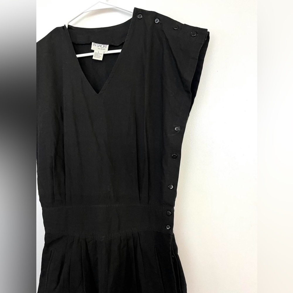 In Short Black Cotton Romper Side Button